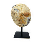 Geode White Agate with Gray Banding and Druze Center on a Post Stand