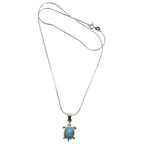 Larimar Necklace Happy Blue Sea Turtle Sterling Silver