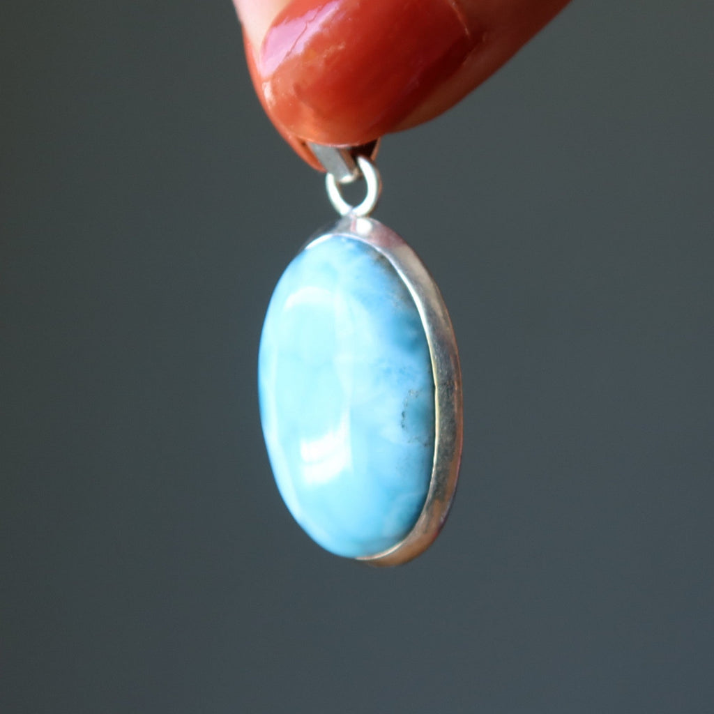 Larimar Pendant Celestial Mirror Blue Sterling Silver