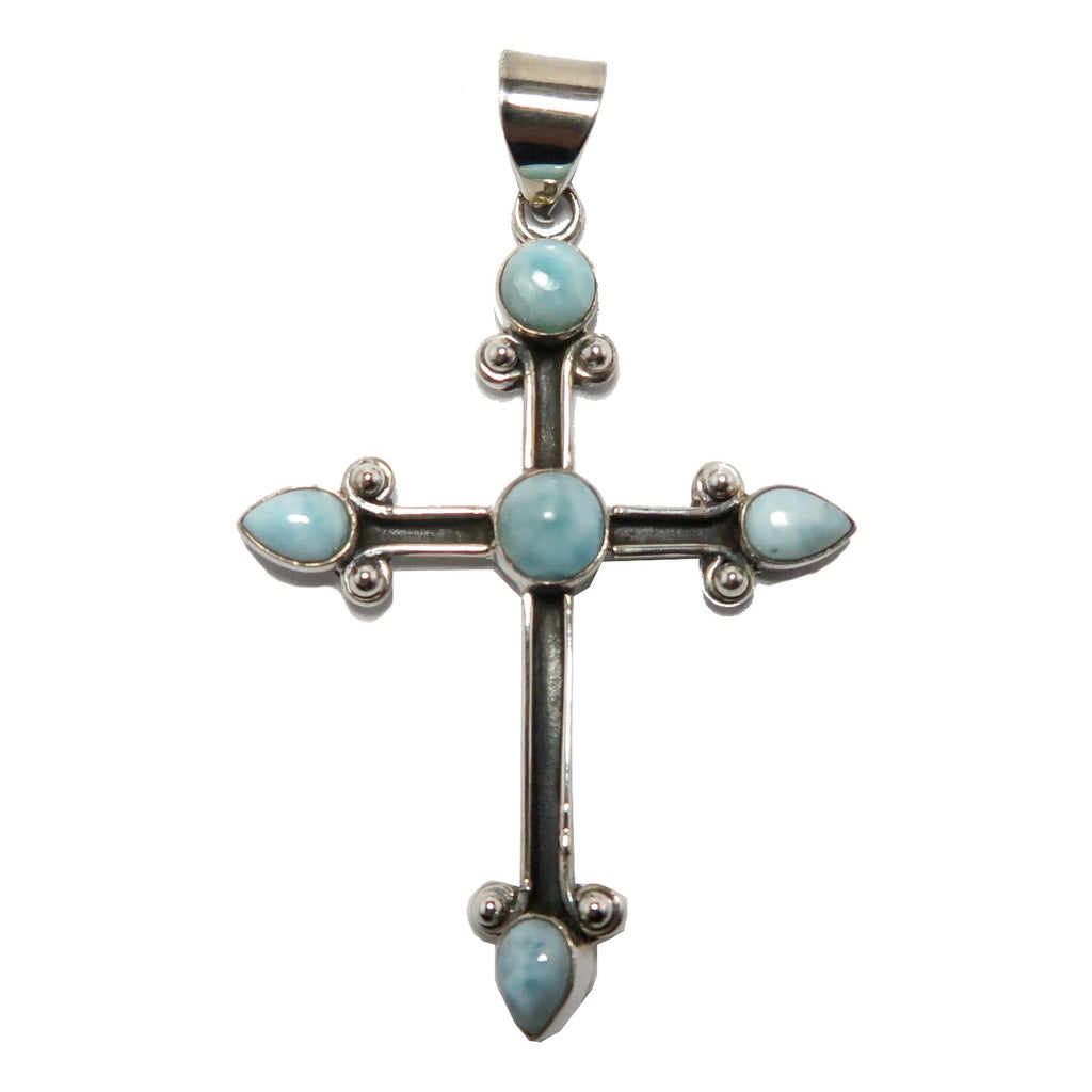 Larimar Pendant Heaven Cross Sterling Silver