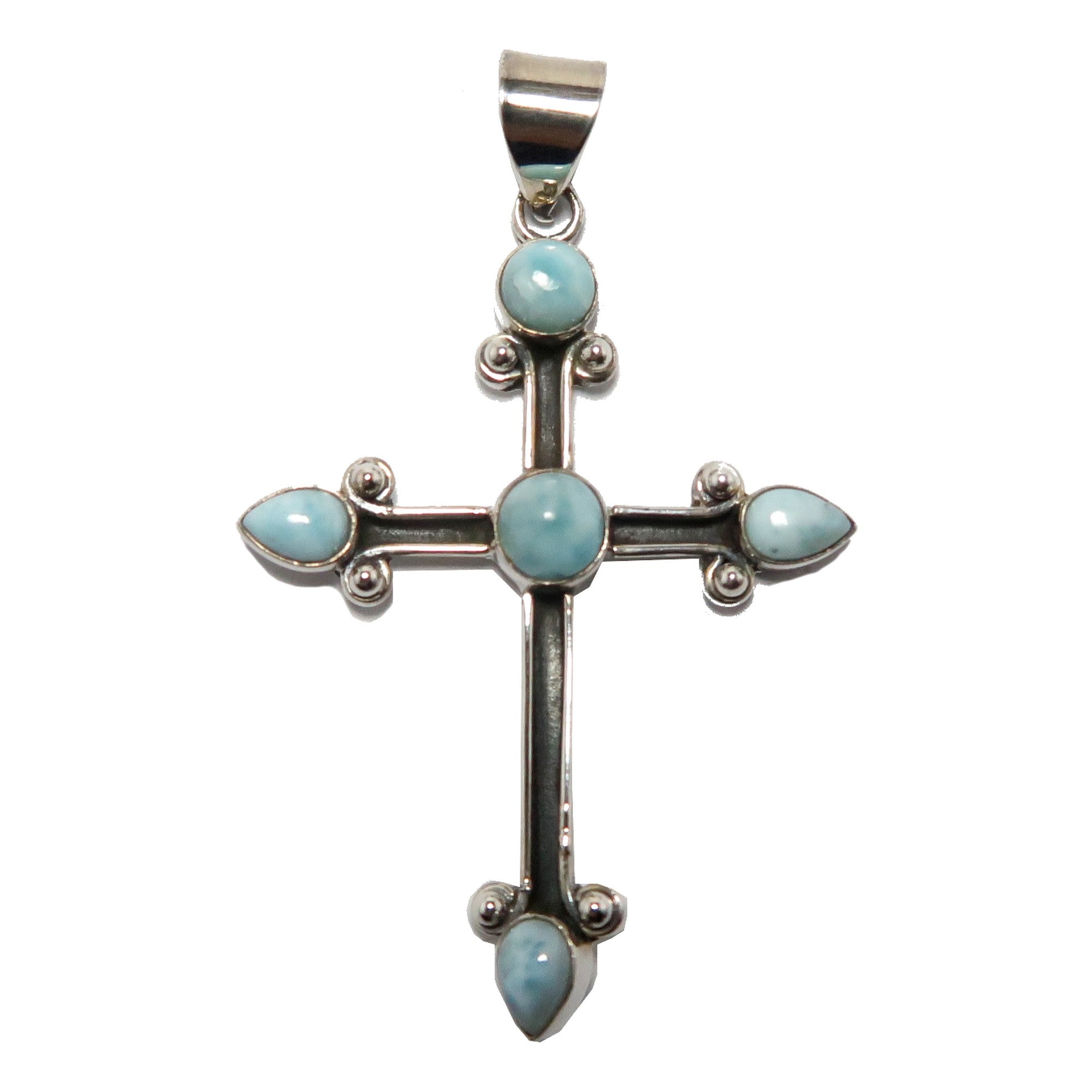 Larimar Pendant Heaven Cross Sterling Silver