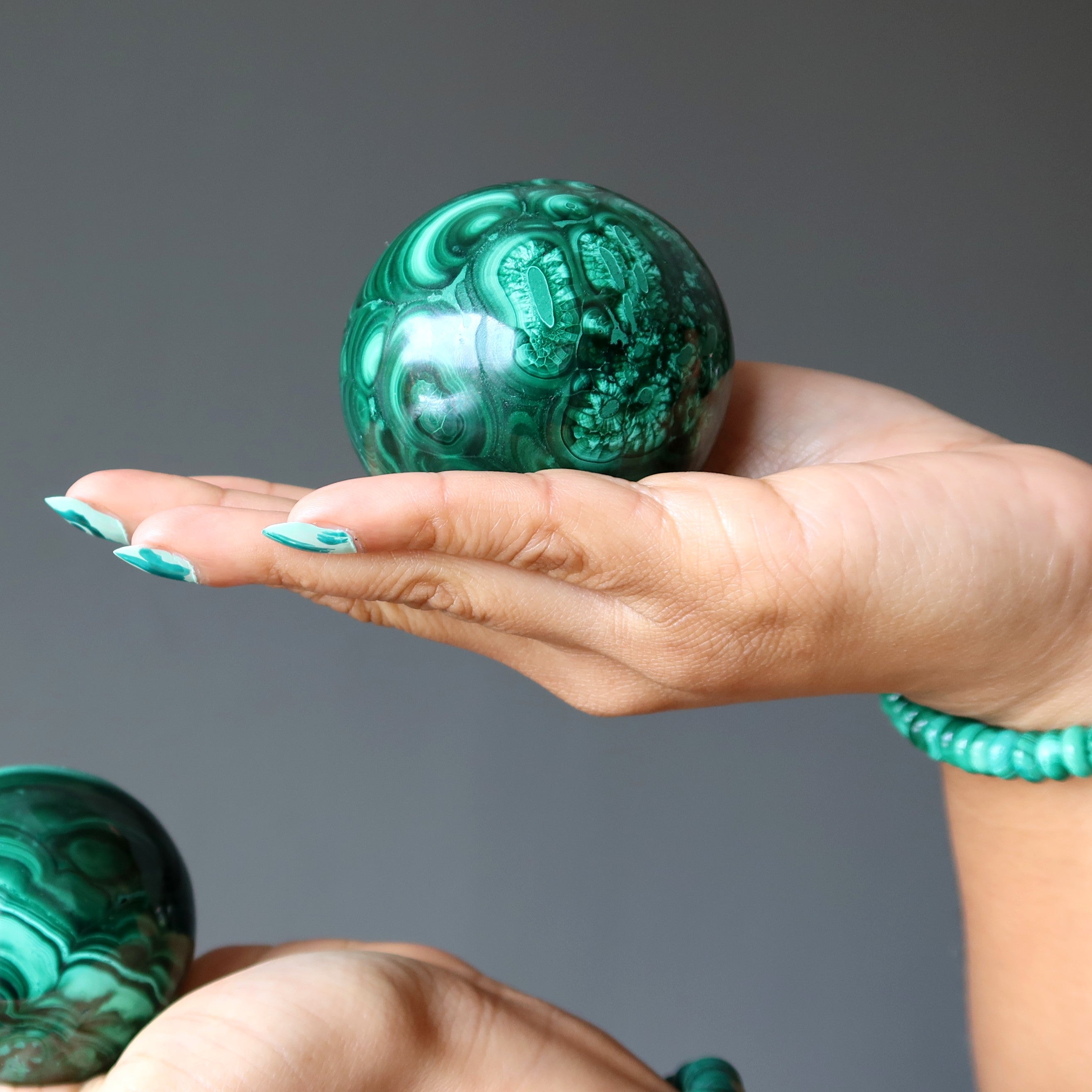 Malachite Sphere Green Swirl Soiree Crystal Ball