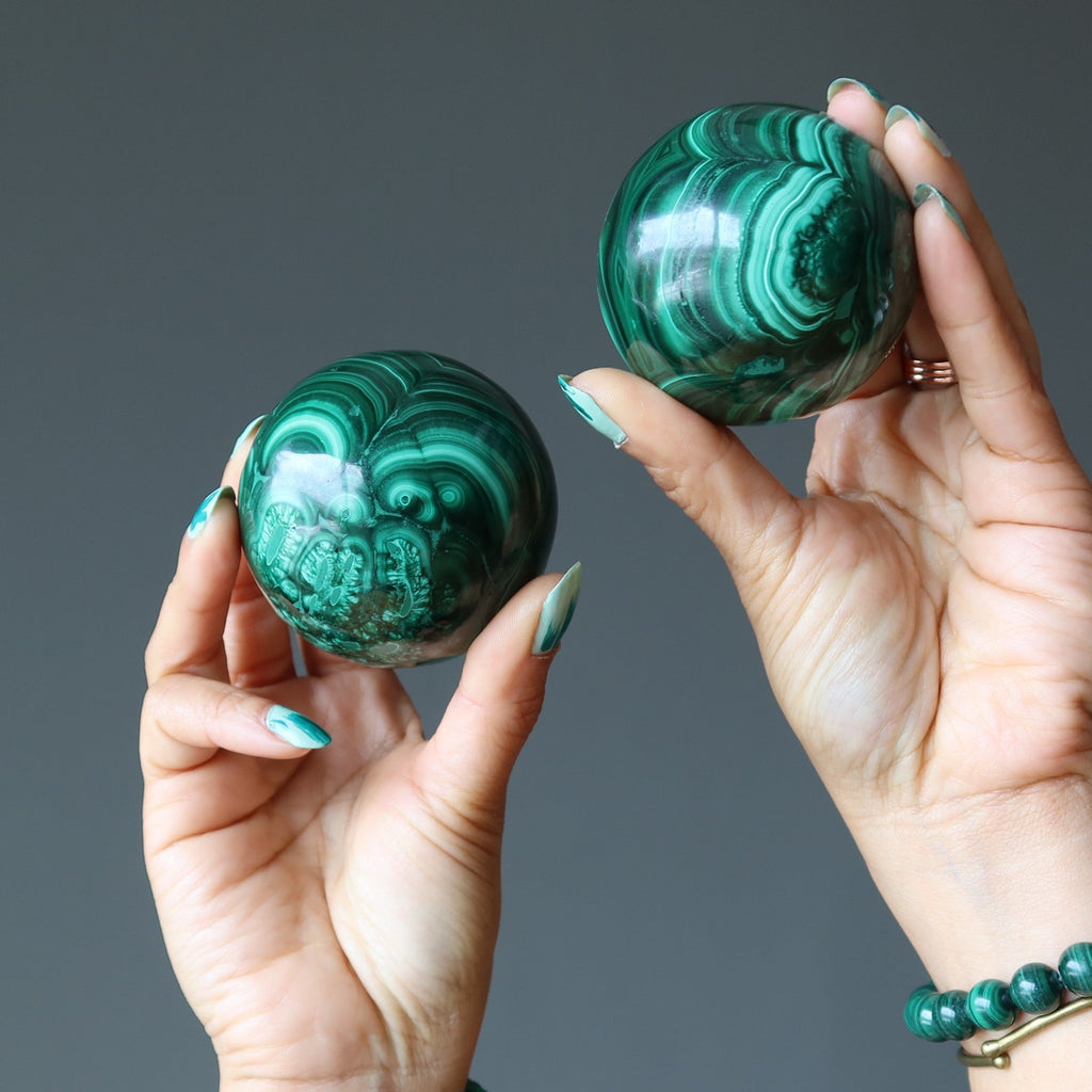 Malachite Sphere Green Swirl Soiree Crystal Ball