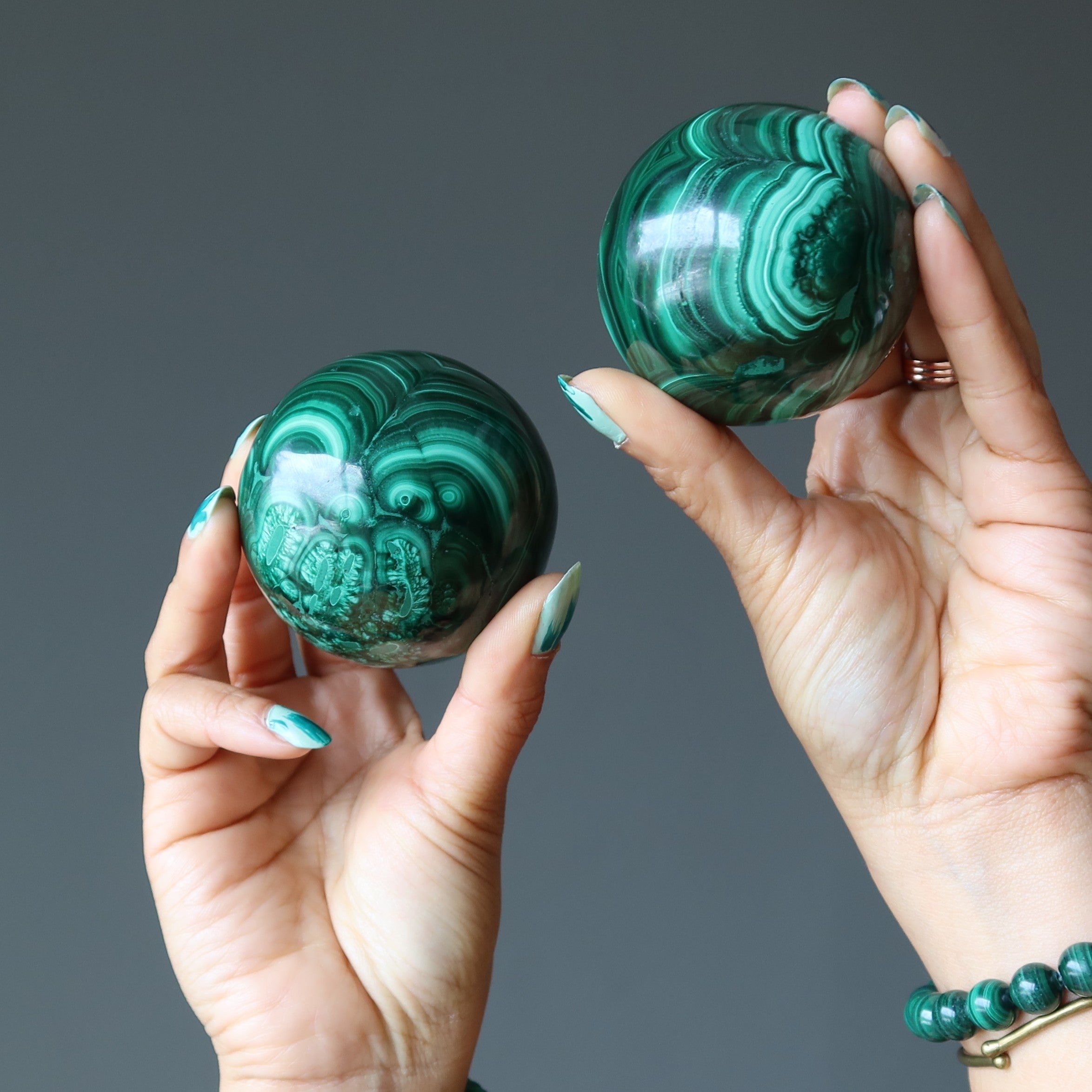 Malachite Sphere Green Swirl Soiree Crystal Ball