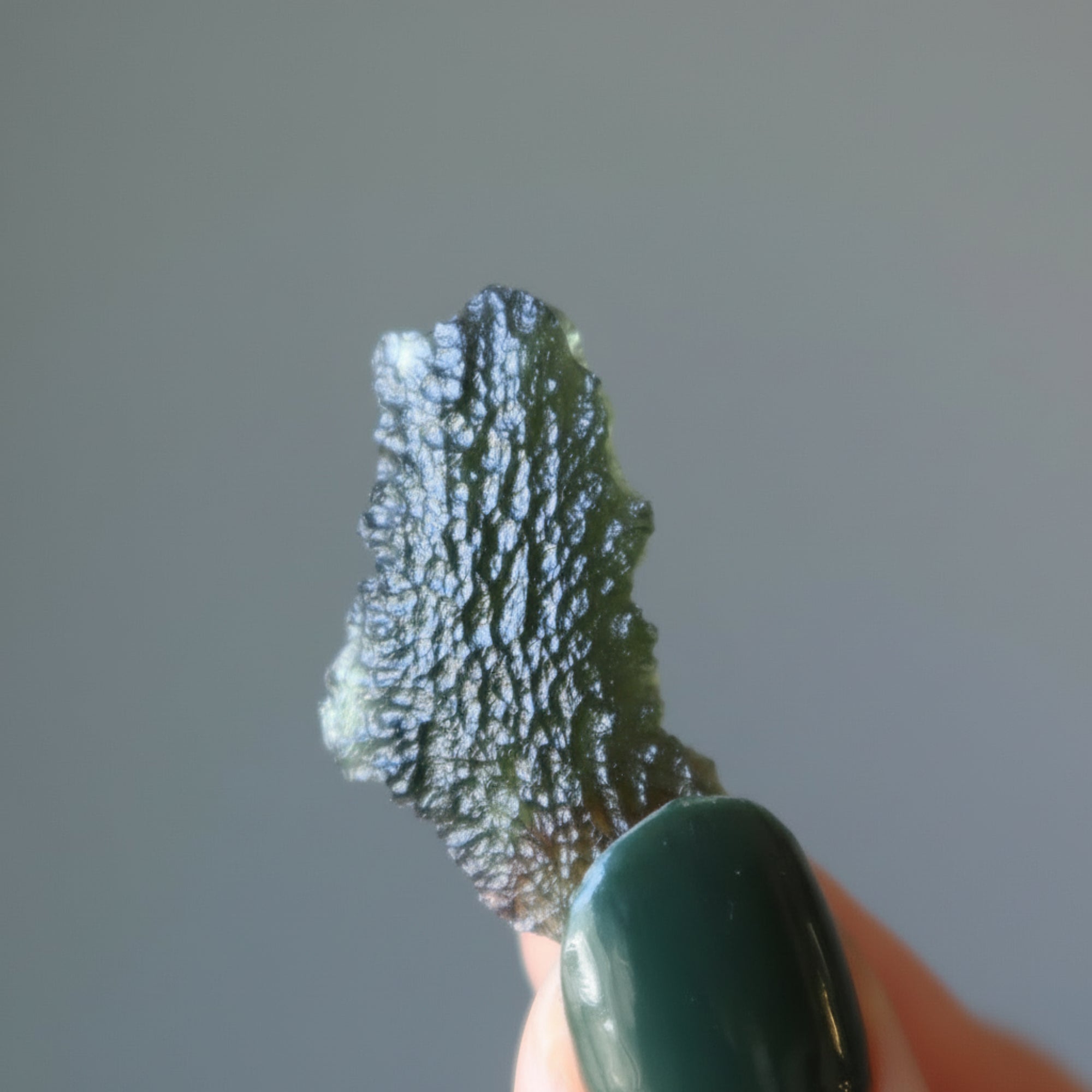 Moldavite Green Tektite Call of Karma Slim Slice