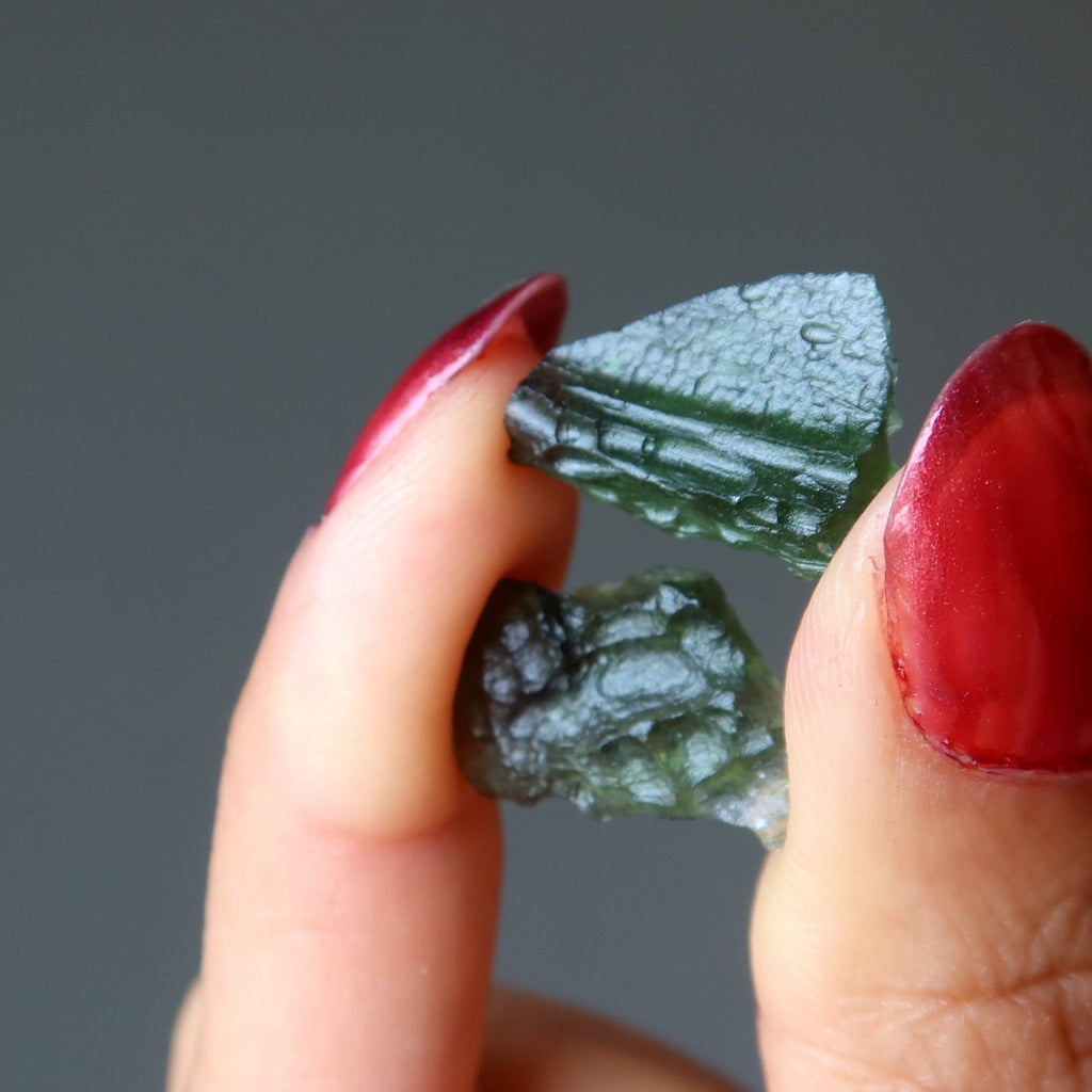 Moldavite Green Tektite Pair Cosmic Lover Soulmates