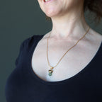 Moldavite Necklace God and Goddess Gemstone Gilded Gold