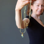 Moldavite Necklace God and Goddess Gemstone Gilded Gold