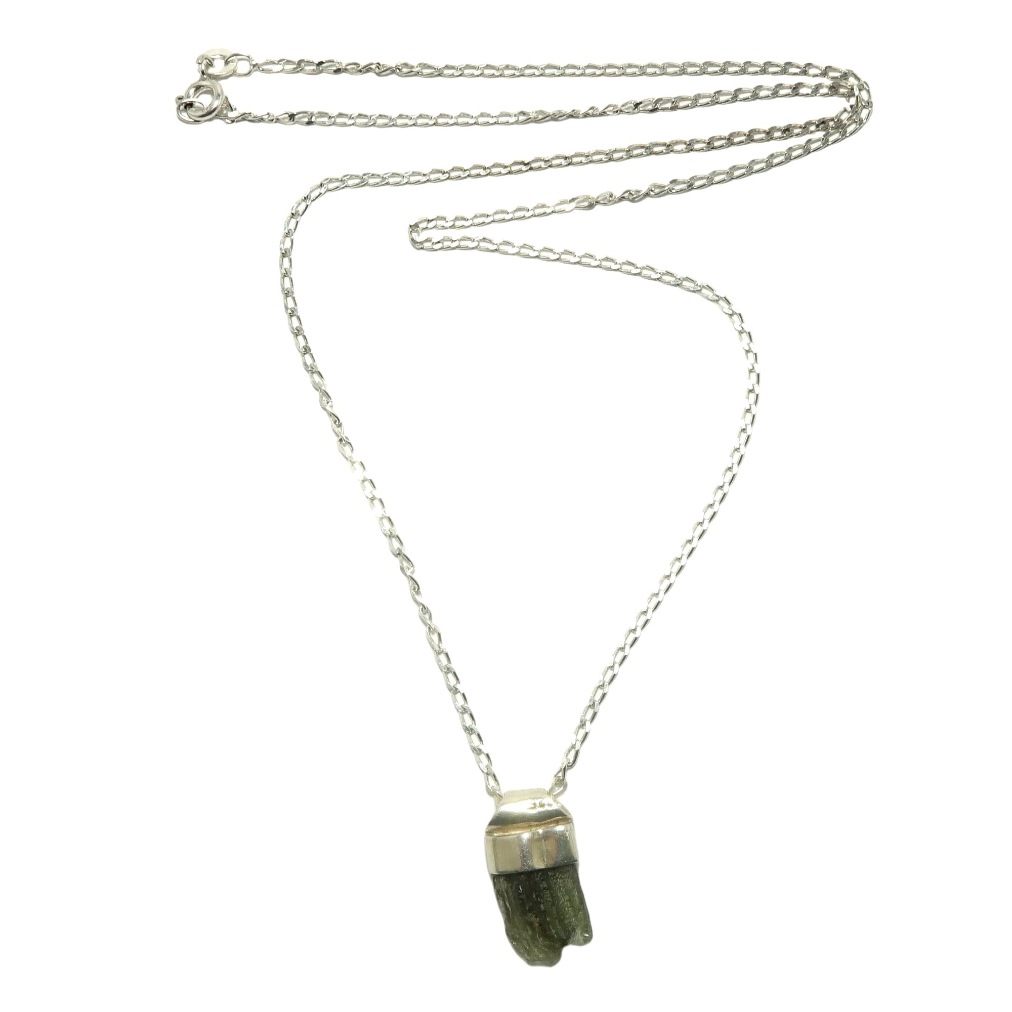 Moldavite Necklace Light of Aurora Gem Sterling