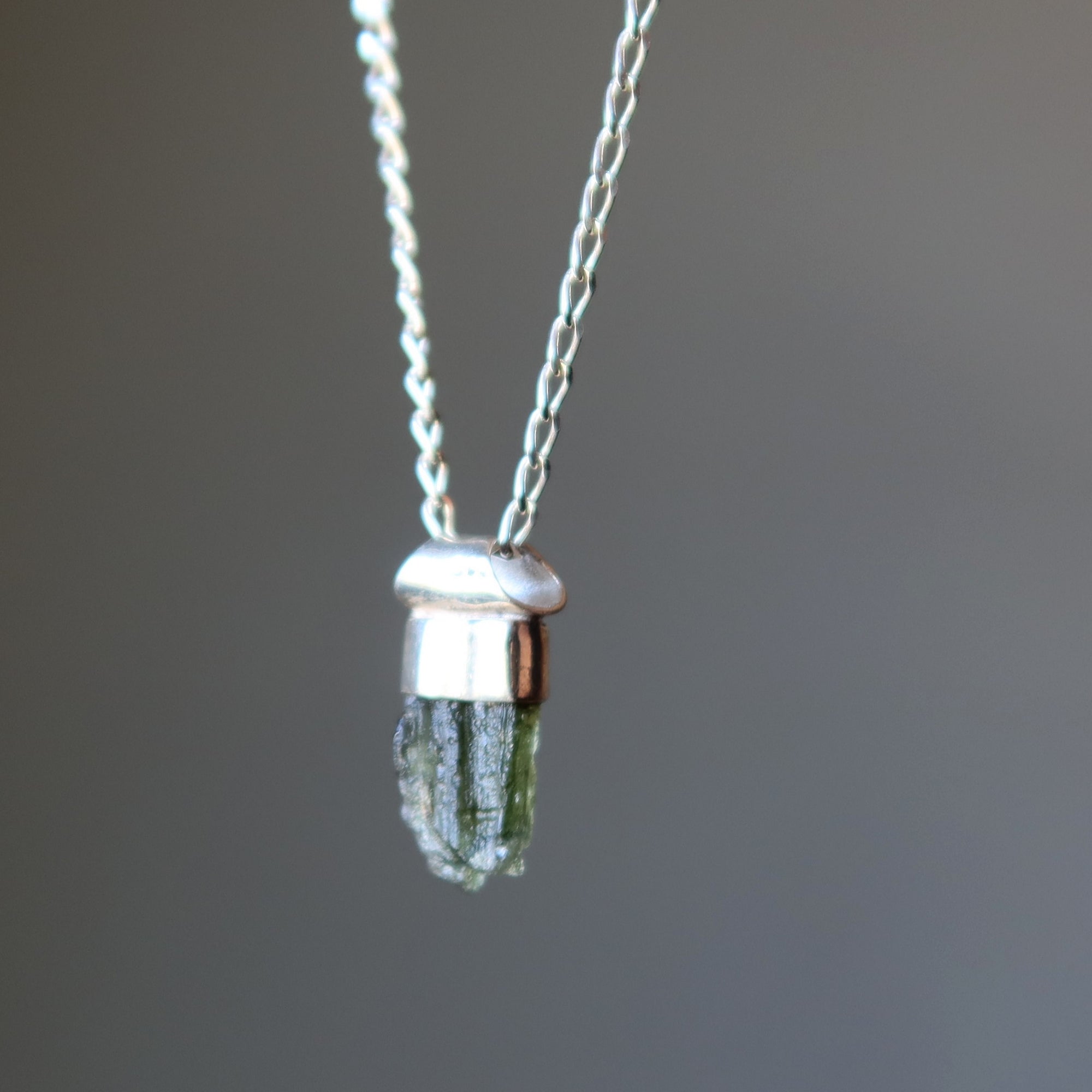 Moldavite Necklace Light of Aurora Gem Sterling