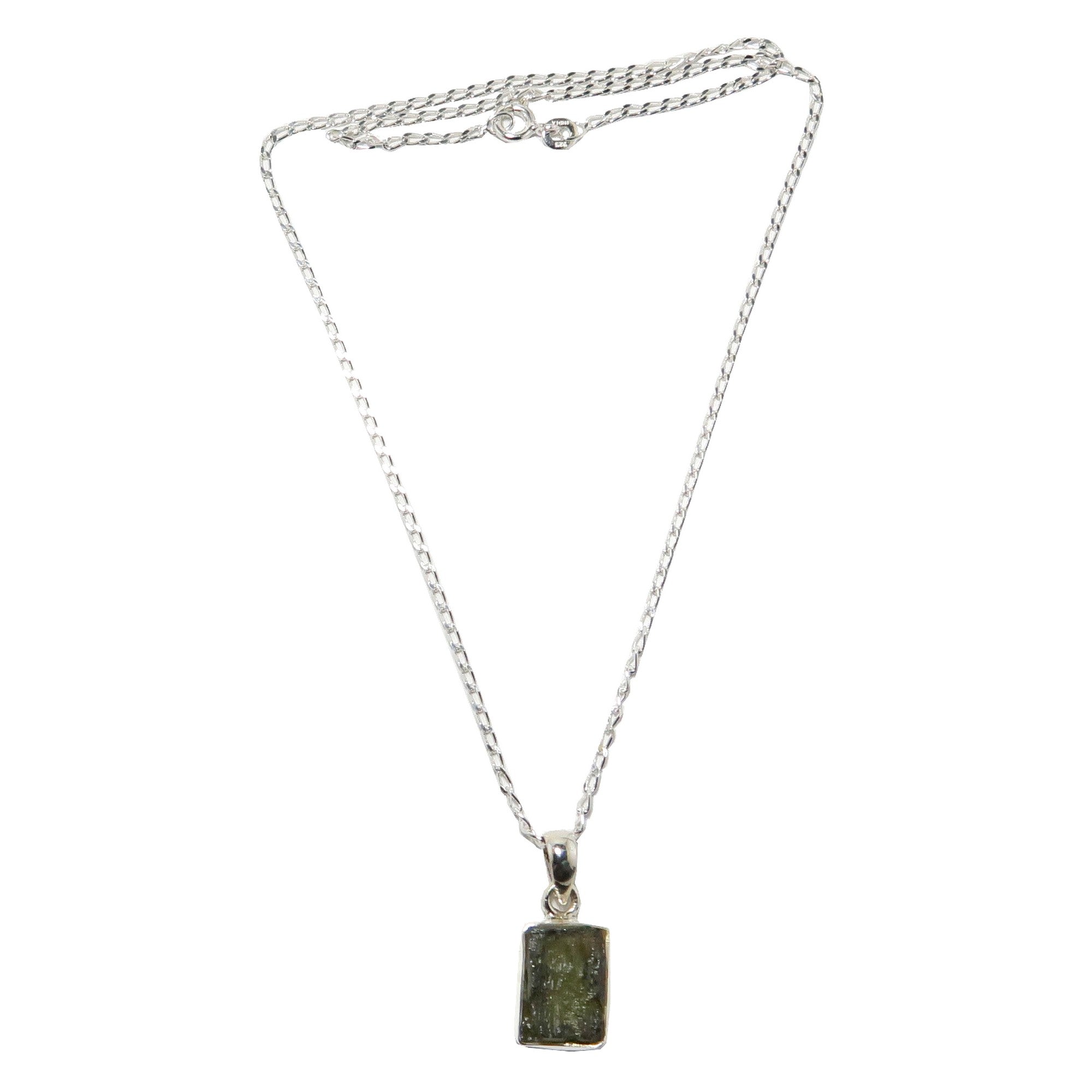 Moldavite Necklace Cosmic Window Sterling Silver Gem