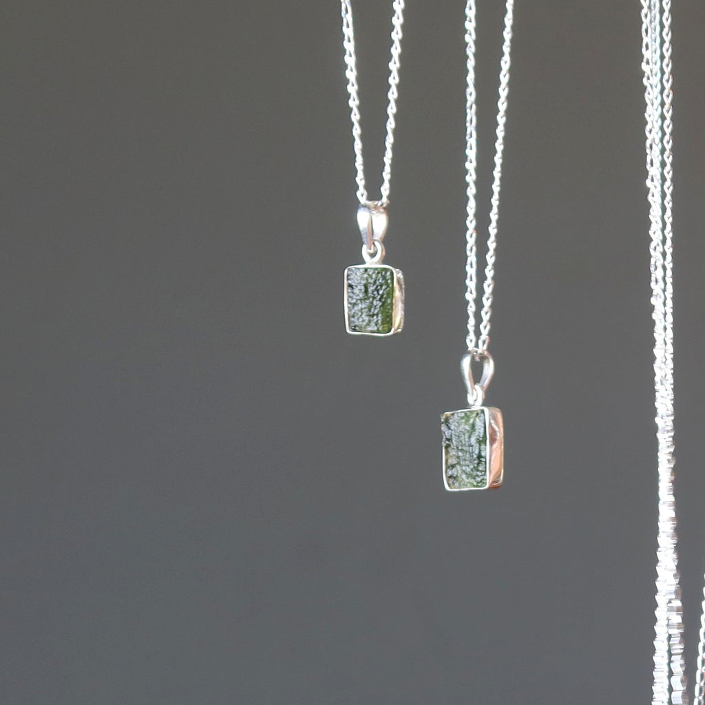 Moldavite Necklace Cosmic Window Sterling Silver Gem