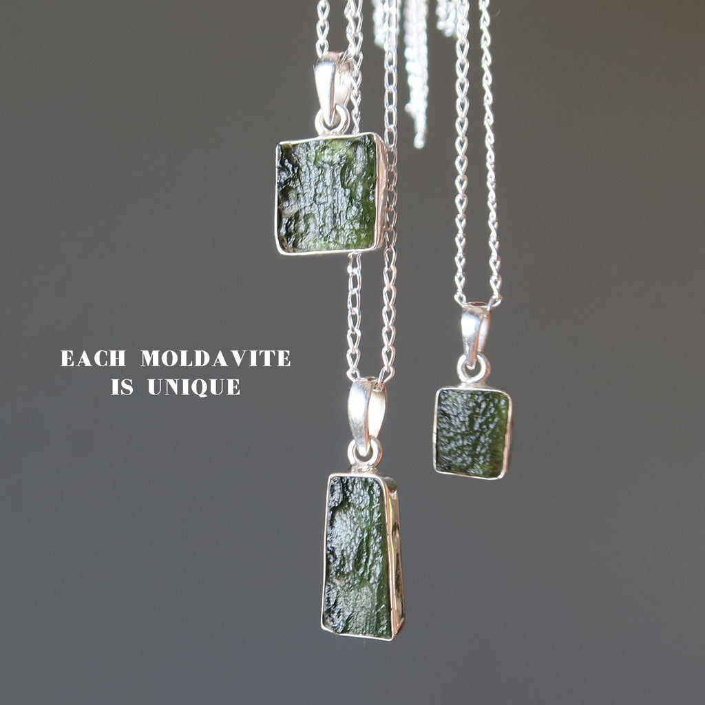 Moldavite Necklace Cosmic Window Sterling Silver Gem