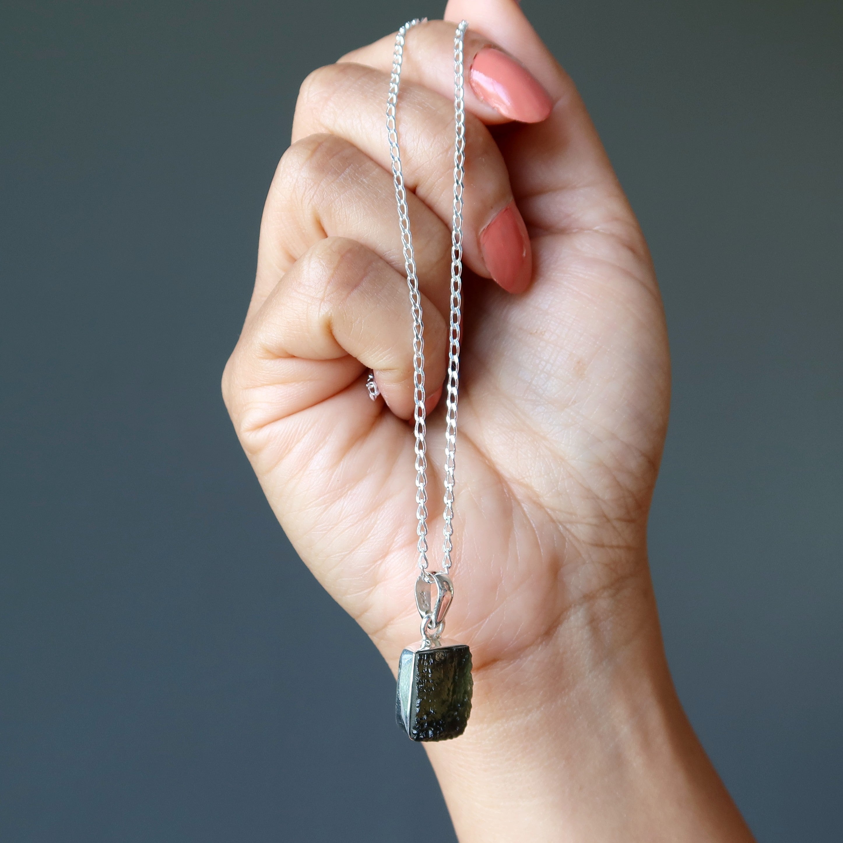 Moldavite Necklace Cosmic Window Sterling Silver Gem