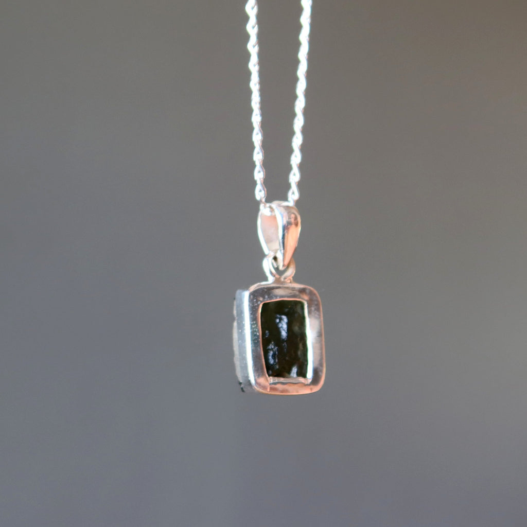 Moldavite Necklace Cosmic Window Sterling Silver Gem