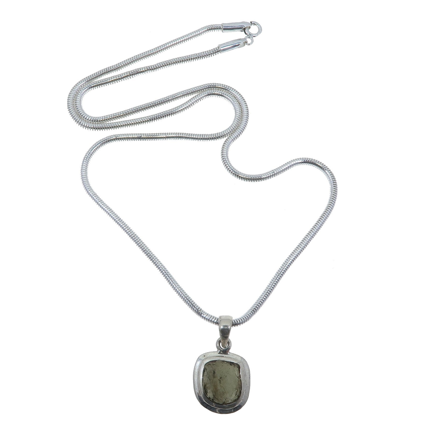 Moldavite Necklace Brilliant Shooting Star Sterling Silver