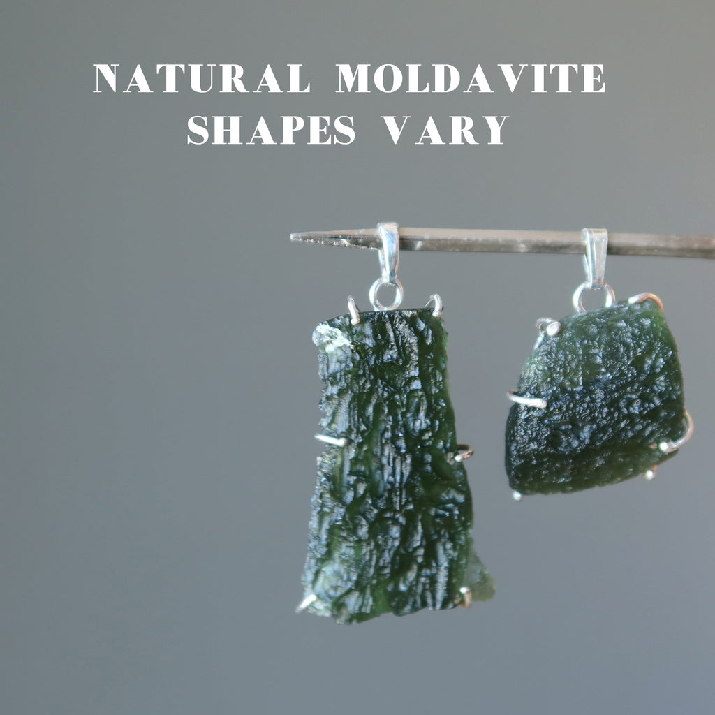 Moldavite Pendant Green Tektite Alien Sterling Silver