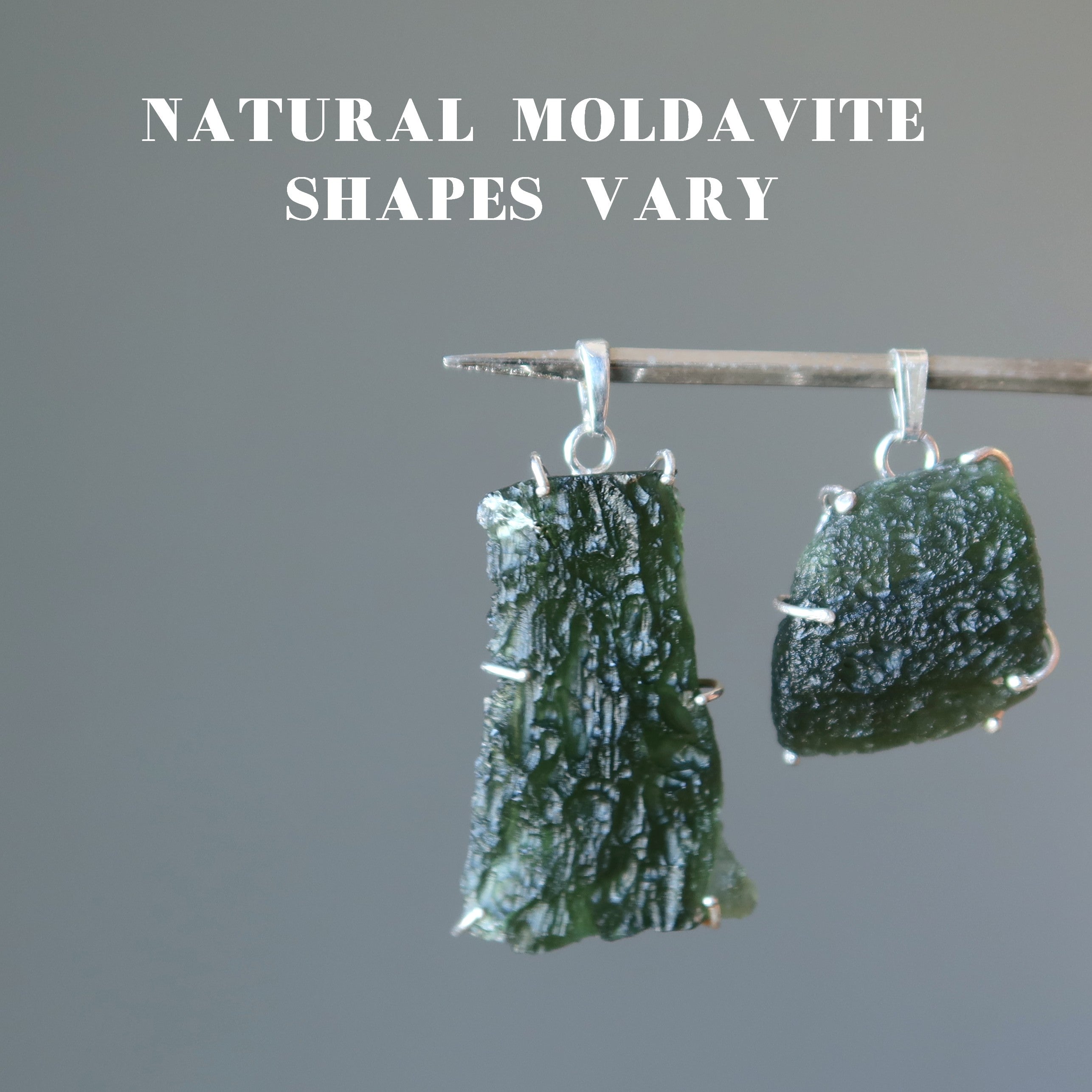 Moldavite Pendant Green Tektite Alien Sterling Silver