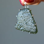 Moldavite Pendant Green Tektite Alien Sterling Silver