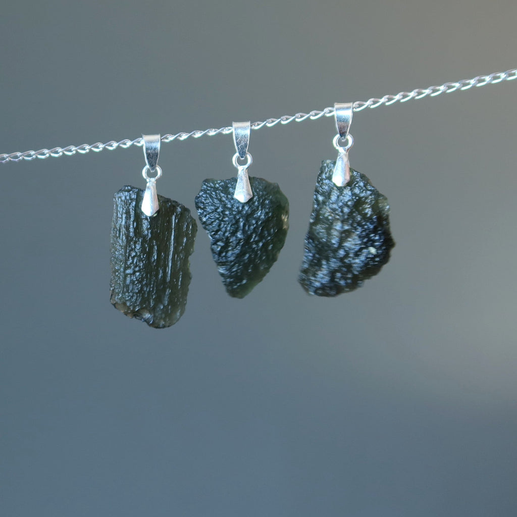 Moldavite Pendant Real Deal Czech Sterling Silver