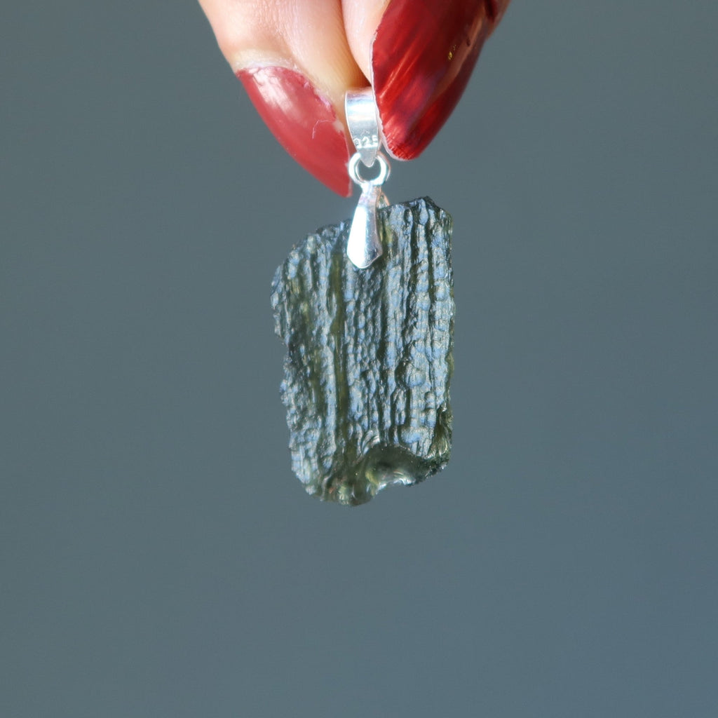 Moldavite Pendant Real Deal Czech Sterling Silver