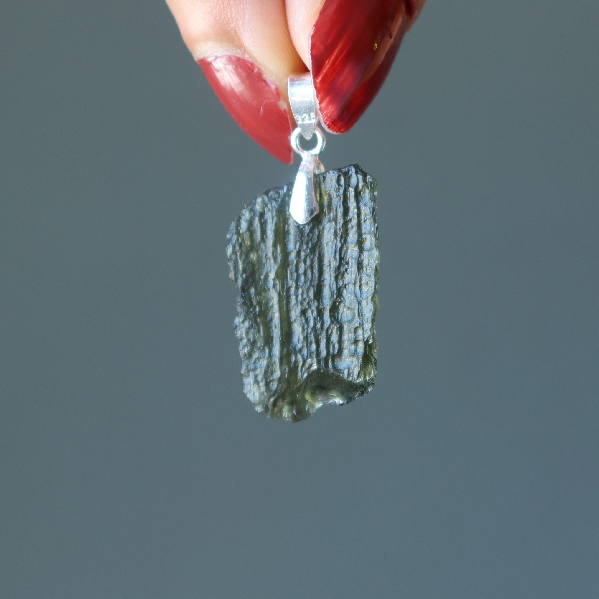 Moldavite Pendant Real Deal Czech Sterling Silver