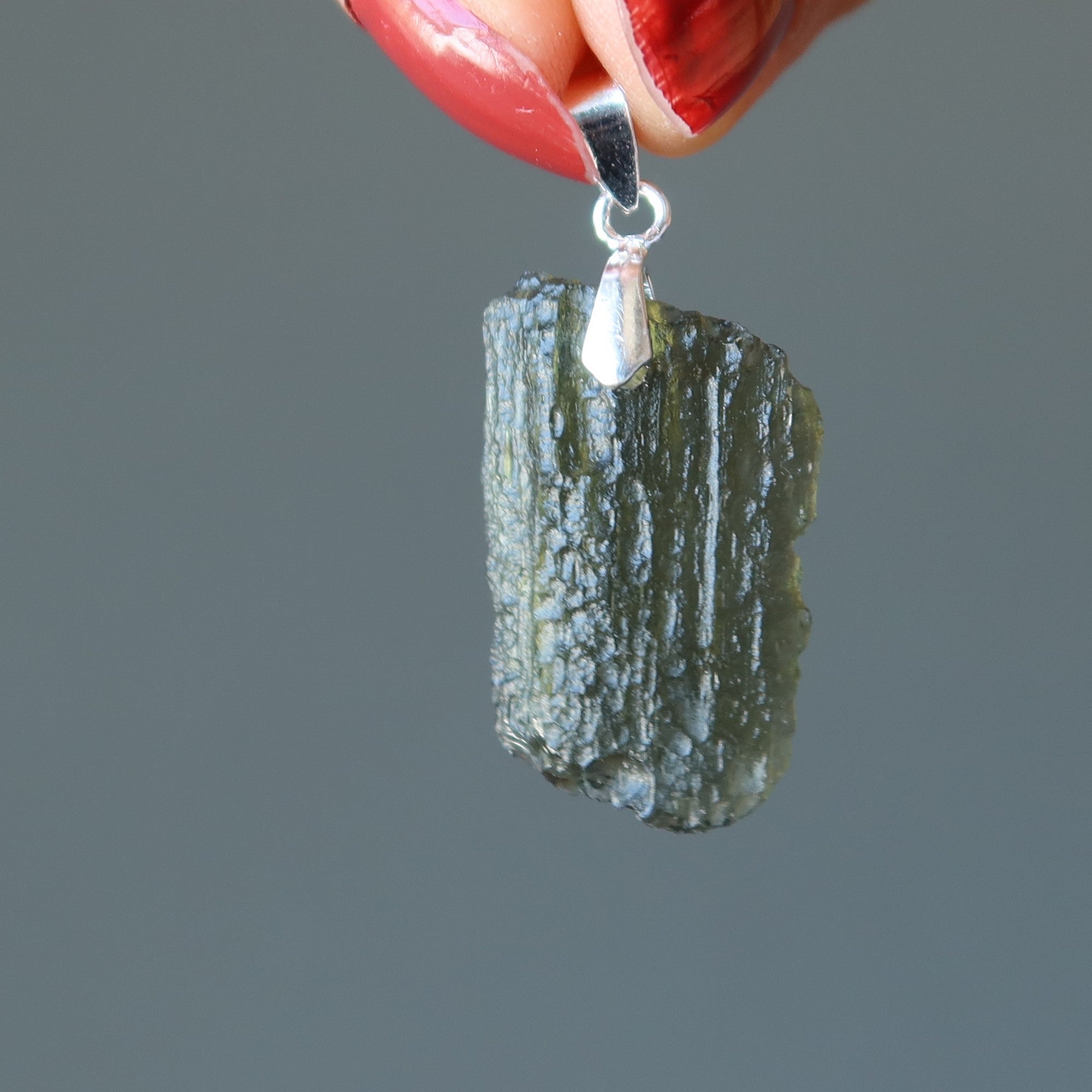 Moldavite Pendant Real Deal Czech Sterling Silver