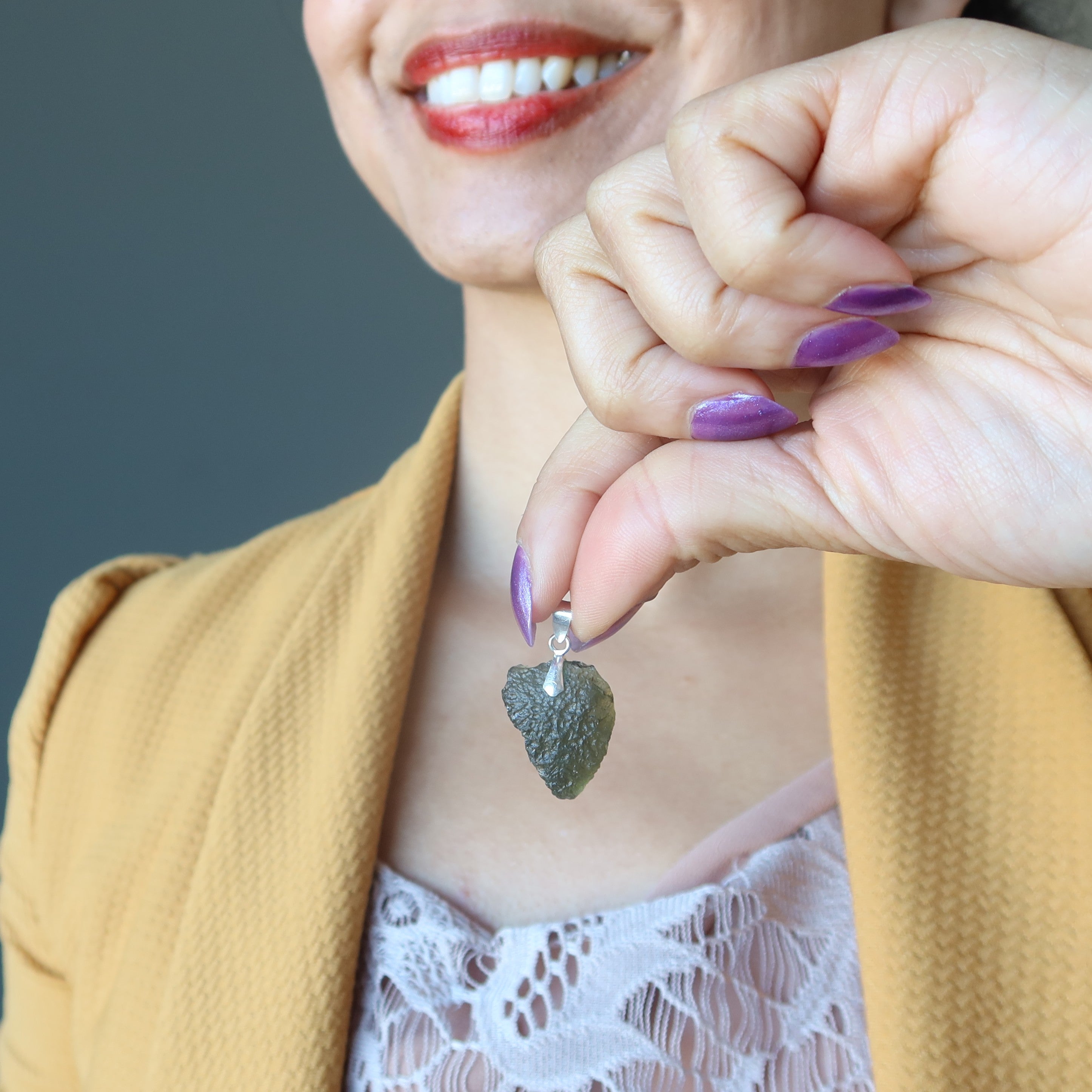 Moldavite Pendant Real Deal Czech Sterling Silver