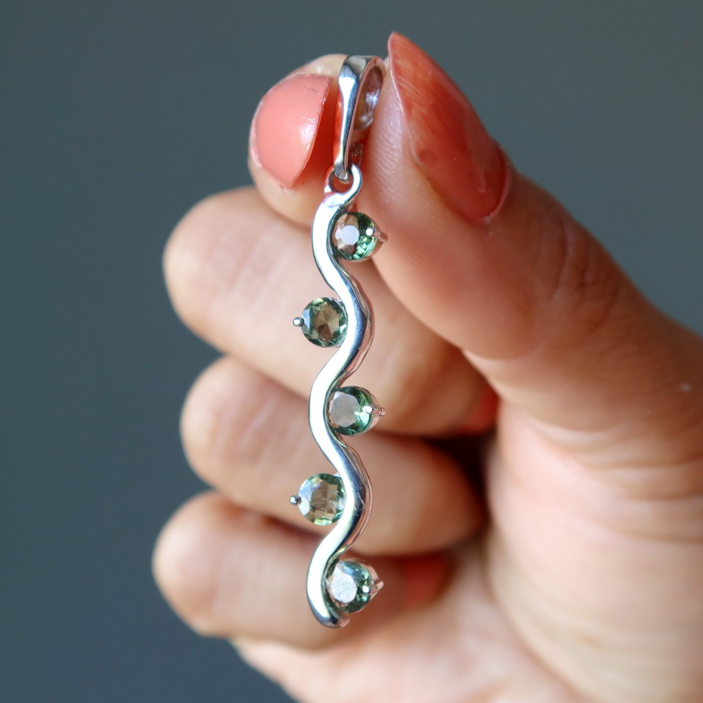 Moldavite Pendant Constellation Lyra Sterling Silver