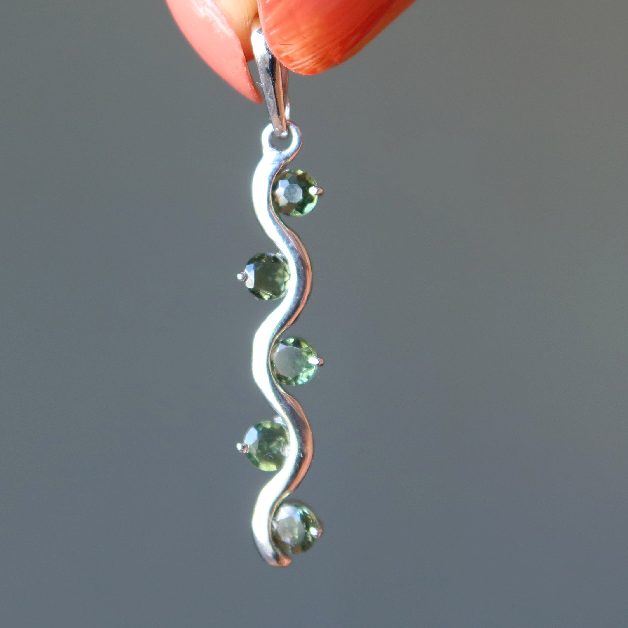 Moldavite Pendant Constellation Lyra Sterling Silver