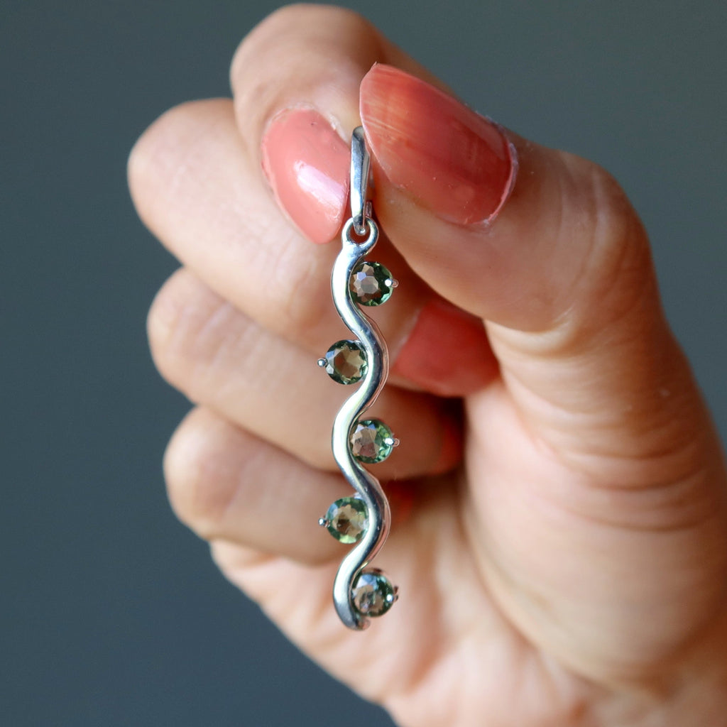 Moldavite Pendant Constellation Lyra Sterling Silver