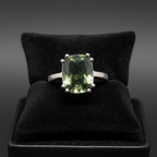 Moldavite Ring Big Green Stargazer Gem Sterling Silver
