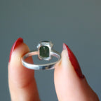 Moldavite Ring Big Green Stargazer Gem Sterling Silver