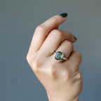 Moldavite Ring Big Green Stargazer Gem Sterling Silver