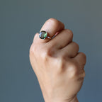 Moldavite Ring Big Green Stargazer Gem Sterling Silver