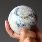 Opal Sphere White Dendritic Enchanting Merlinite Crystal Ball