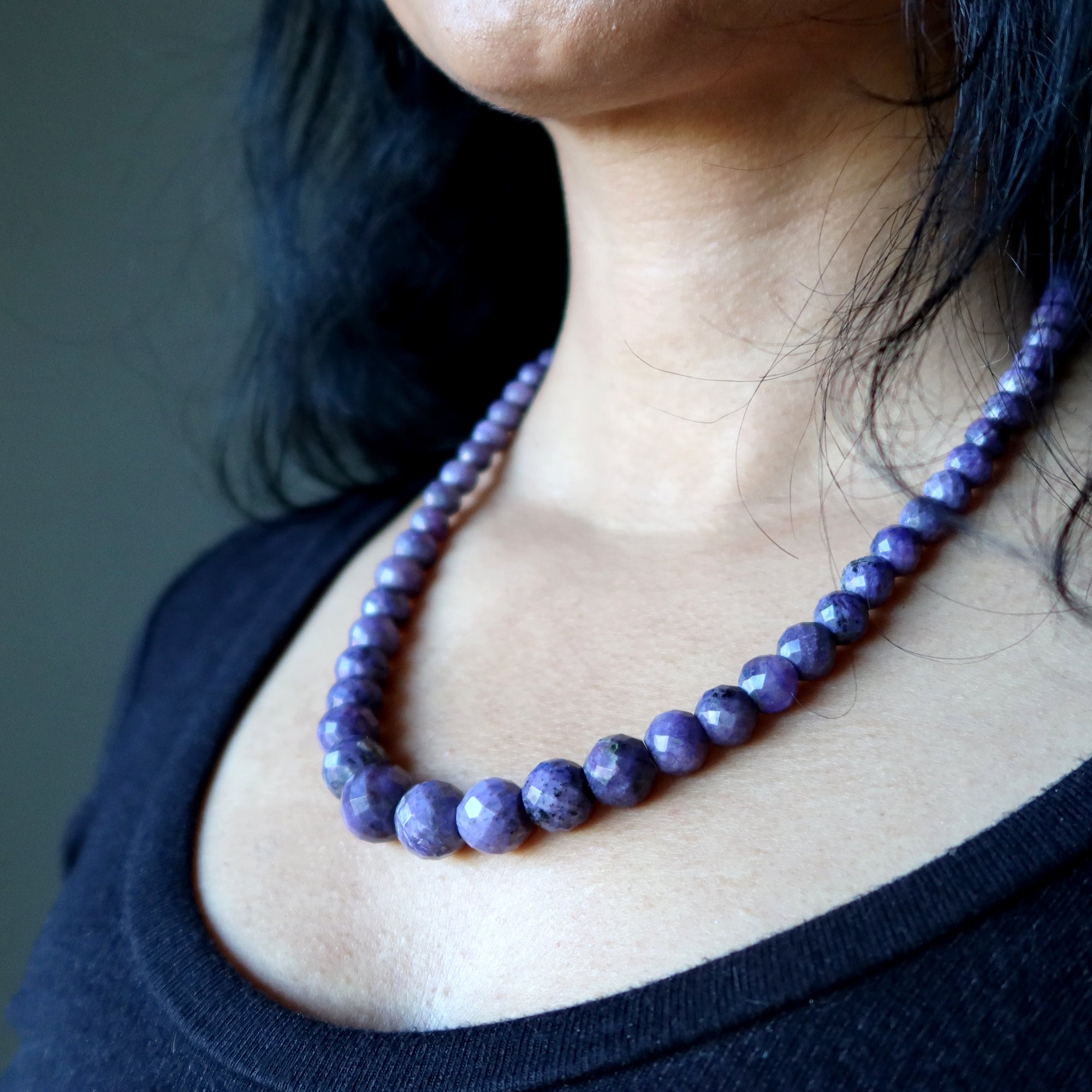 Sugilite Necklace Purple Faceted Gem Sterling Silver