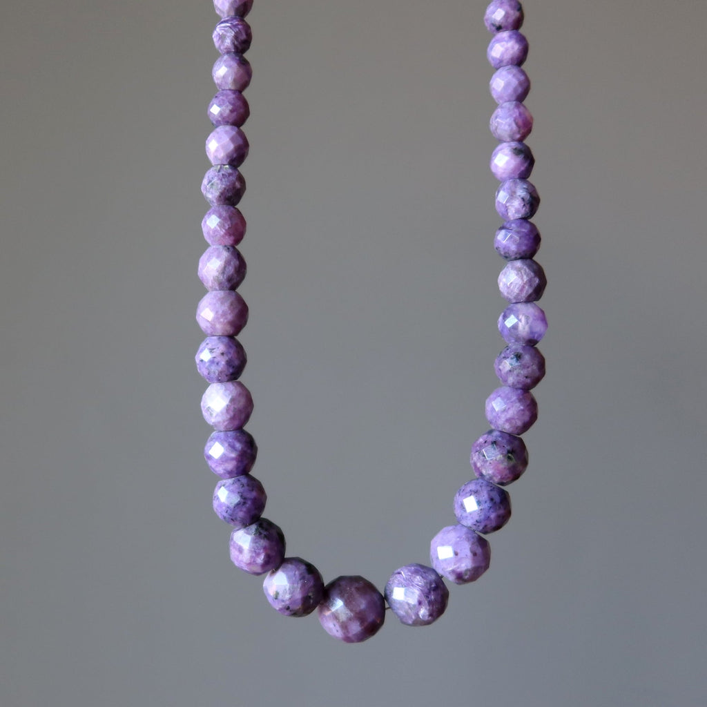 Sugilite Necklace Purple Faceted Gem Sterling Silver
